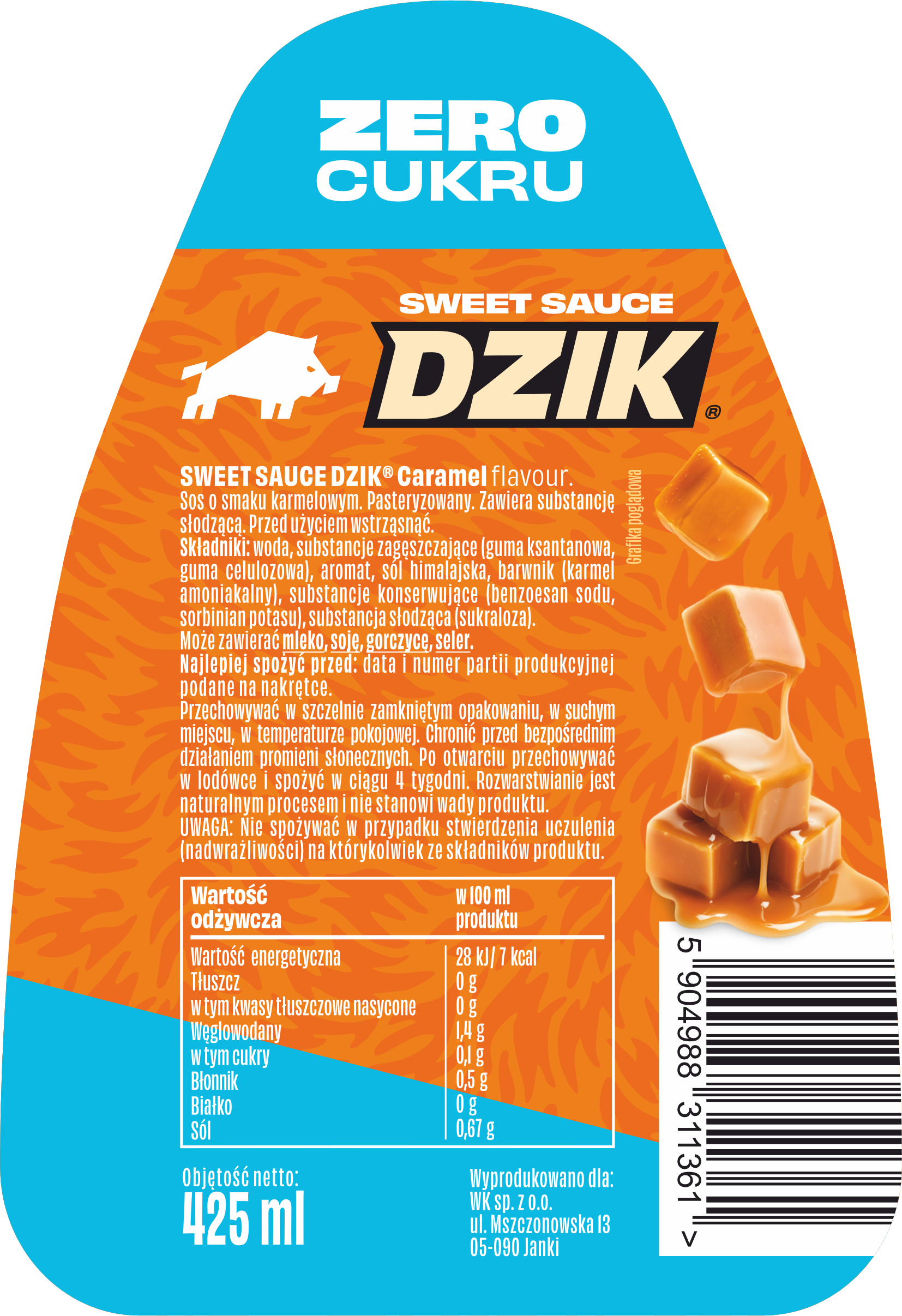WK DZIK Sos Zero – Carmel – 425ml - obrazek 2