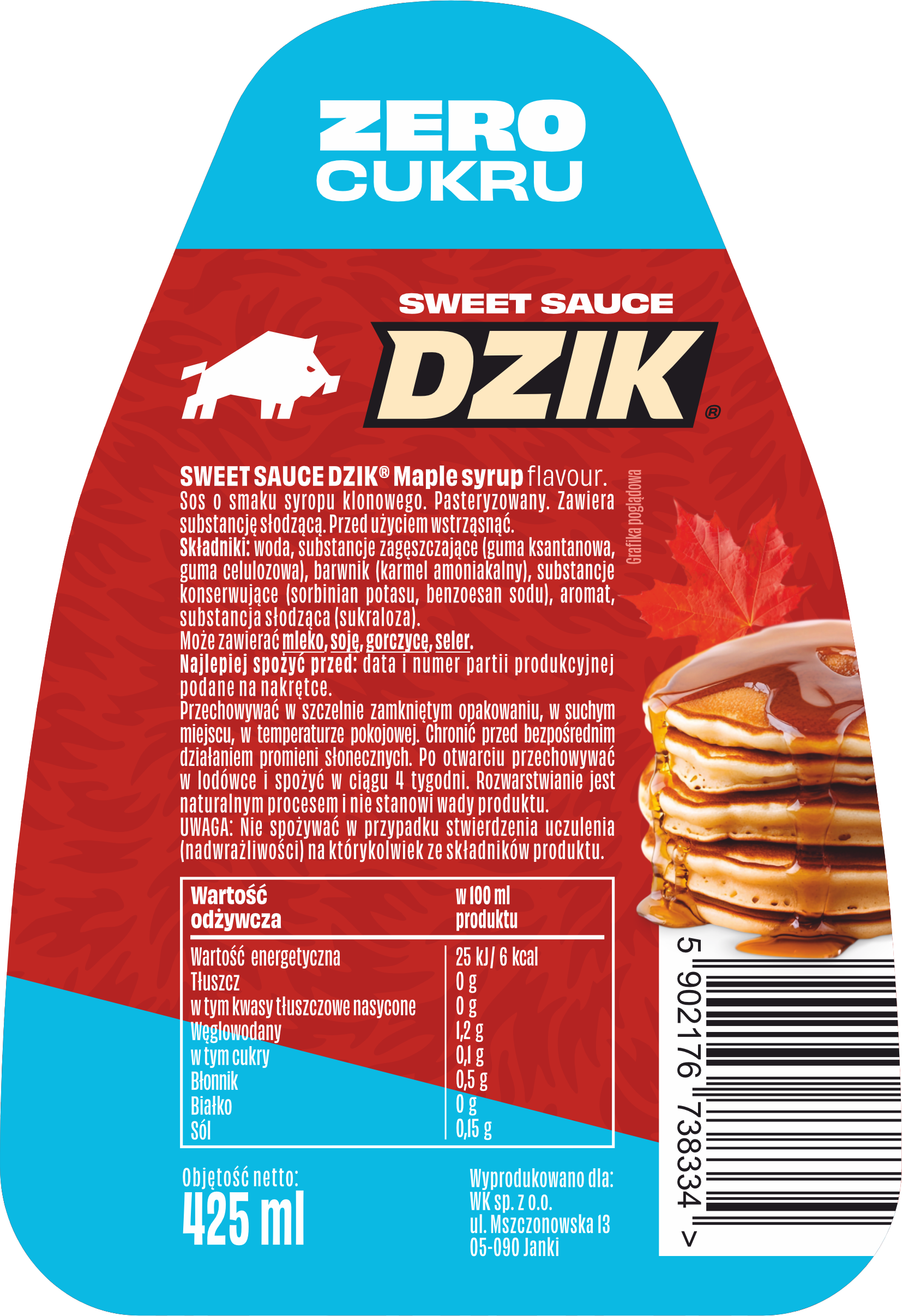WK DZIK Sos Zero – Klonowy – 425ml - obrazek 2