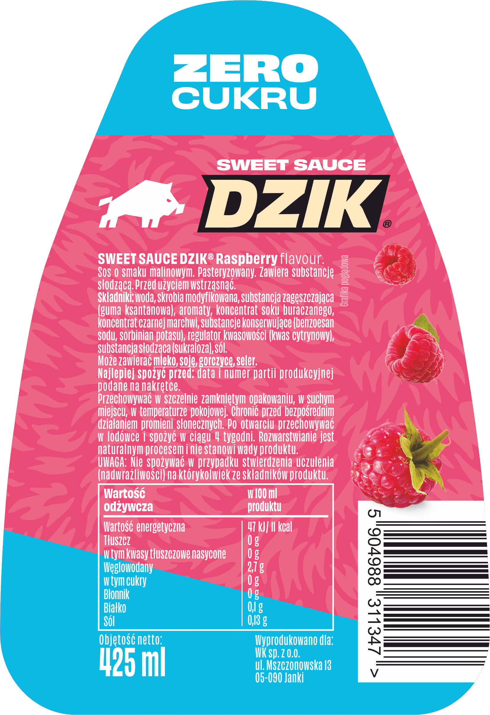 WK DZIK Sos Zero – Malina – 425ml - obrazek 2
