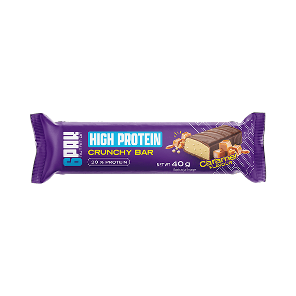 6PAK High Protein Crunchy Bar 40g – Chrupiący Baton Proteinowy Karmel