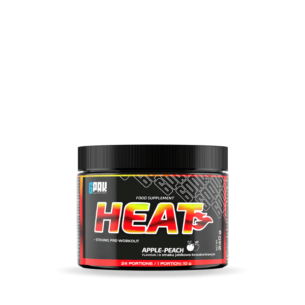 6PAK Nutrition Heat 240g – Przedtreningówka ze Spalaczem, Termogeneza, Jabłko-Brzoskwinia